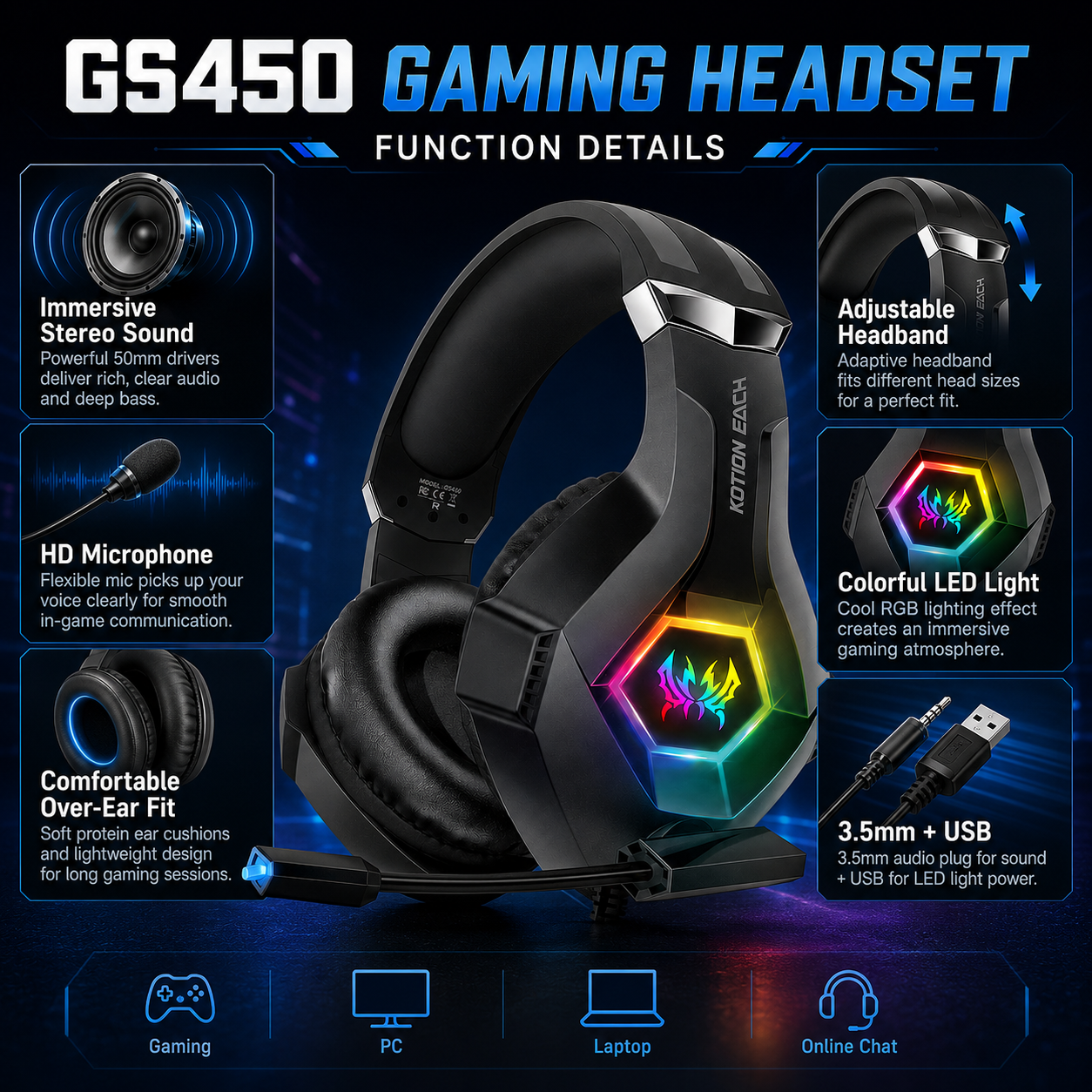 GS450 Wired Gaming Headset RGB - Pc Gaming Xbox recensione e prezzo